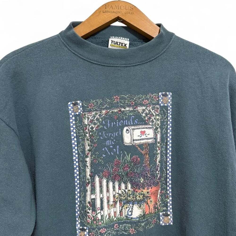 Tultex Vintage Friends Forget Me Not Graphic Sweatshirt Large Made in USA